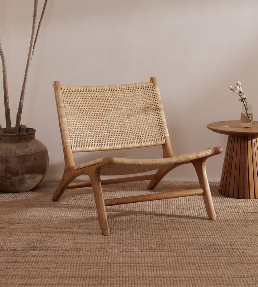 Zara Teak & Natural Rattan Accent Chair