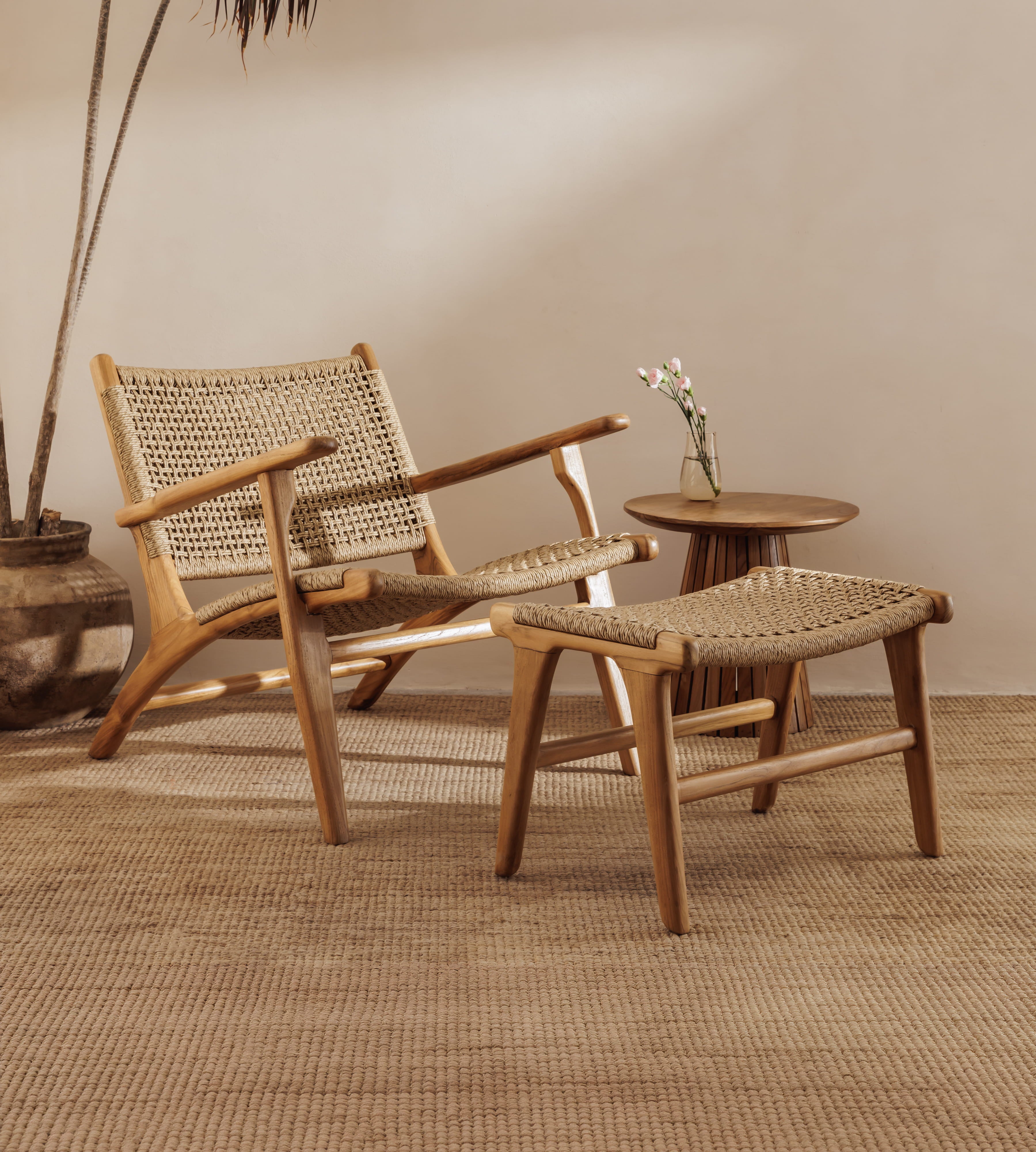 Zara Teak & Rattan Accent Armchair