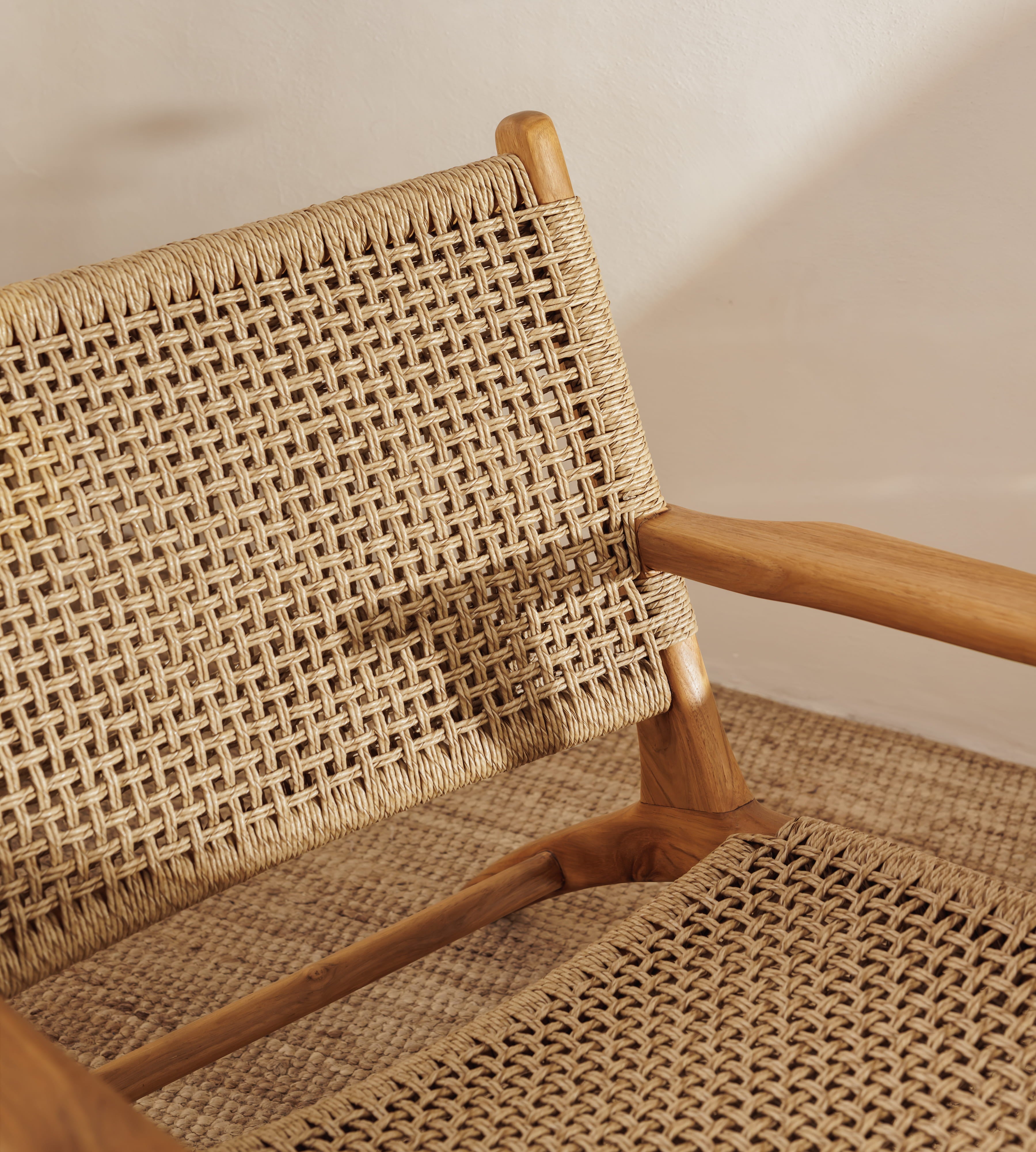 Zara Teak & Rattan Accent Armchair