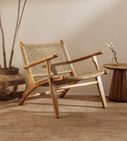 Zara Teak & Rattan Accent Armchair