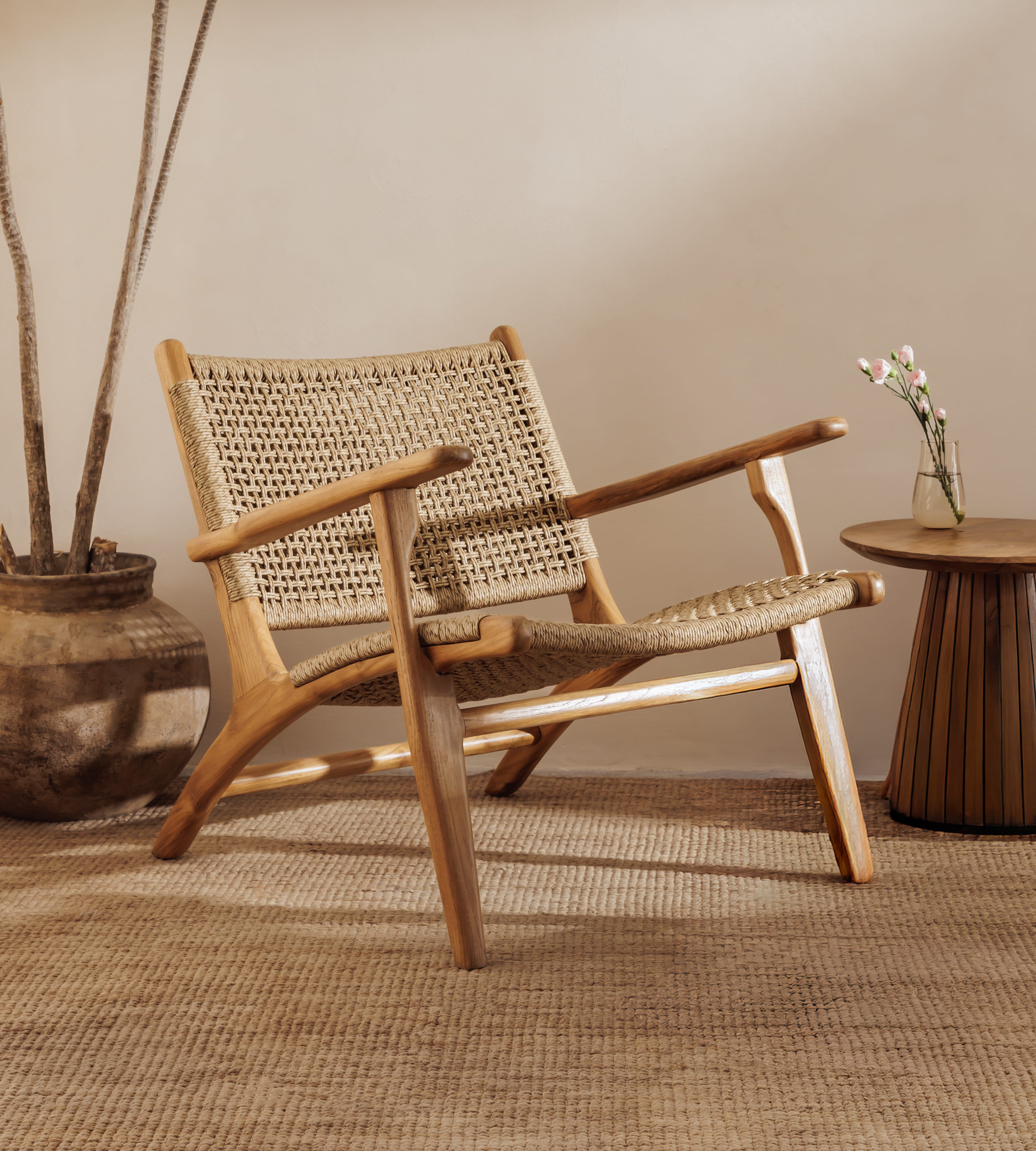 Zara Teak & Rattan Accent Armchair