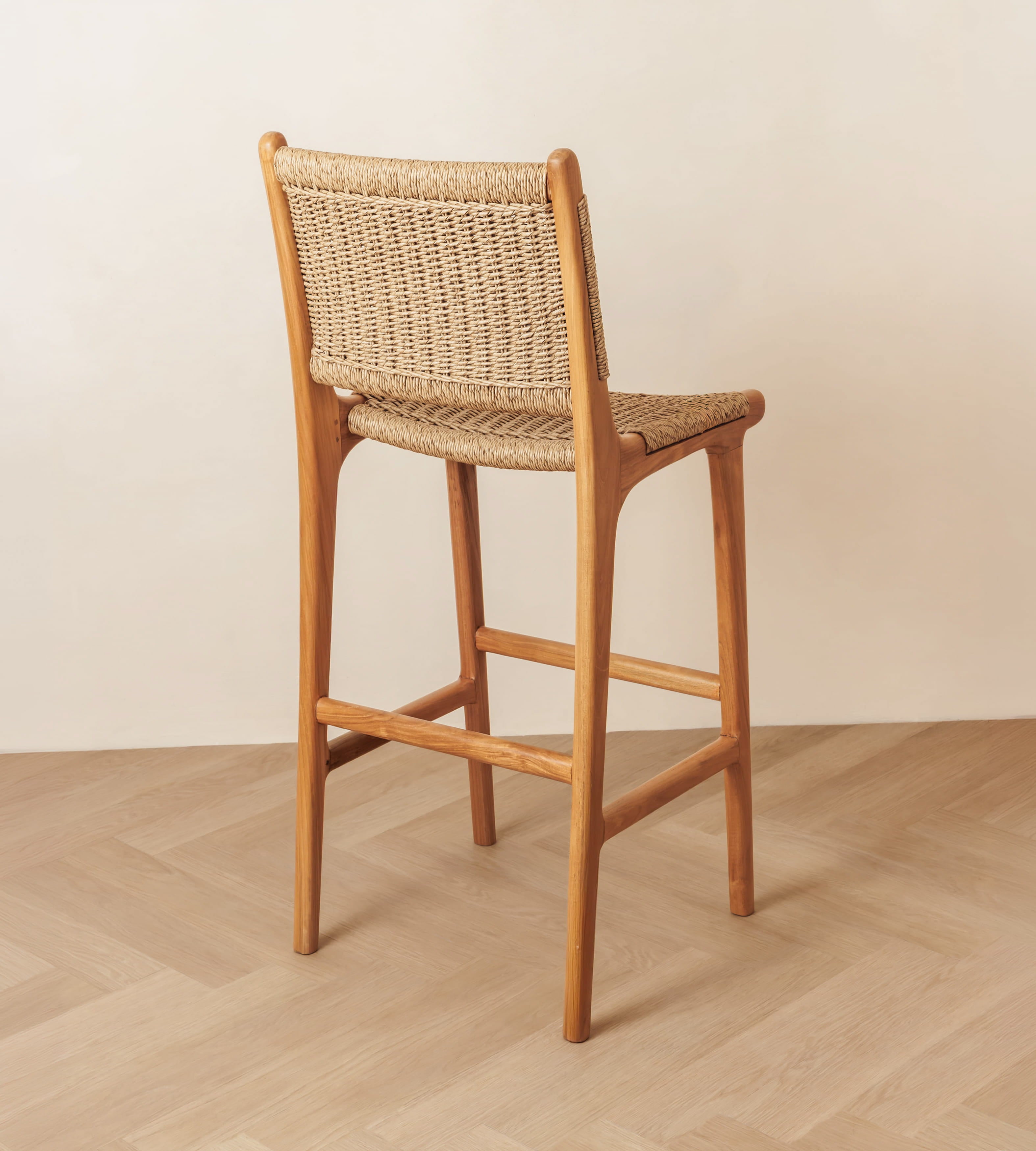 Zara Teak & Rattan Bar Stool (65cm Seat Height)
