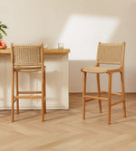 Zara Teak & Rattan Bar Stool (65cm Seat Height)