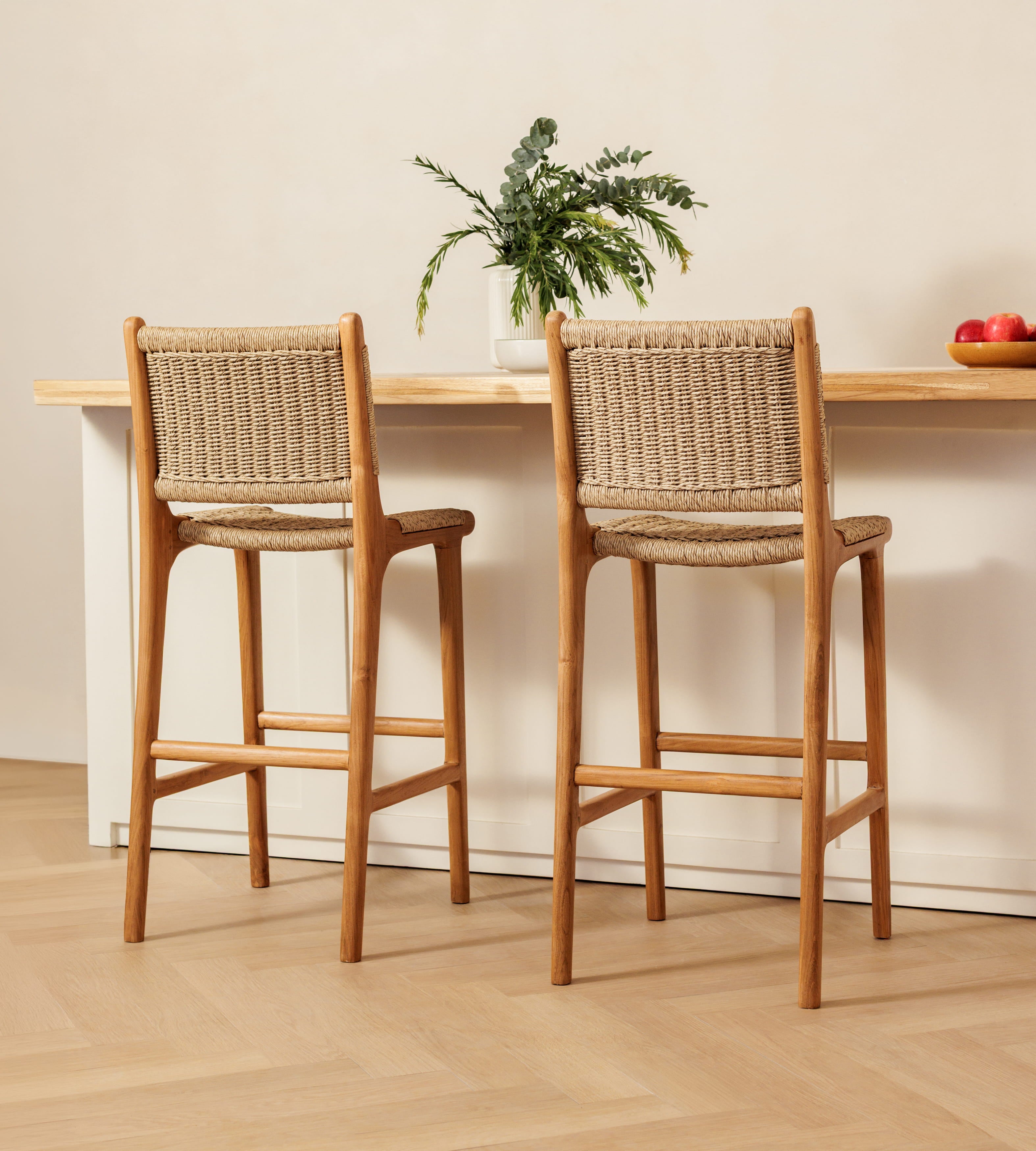 Zara Teak & Rattan Bar Stool (65cm Seat Height)