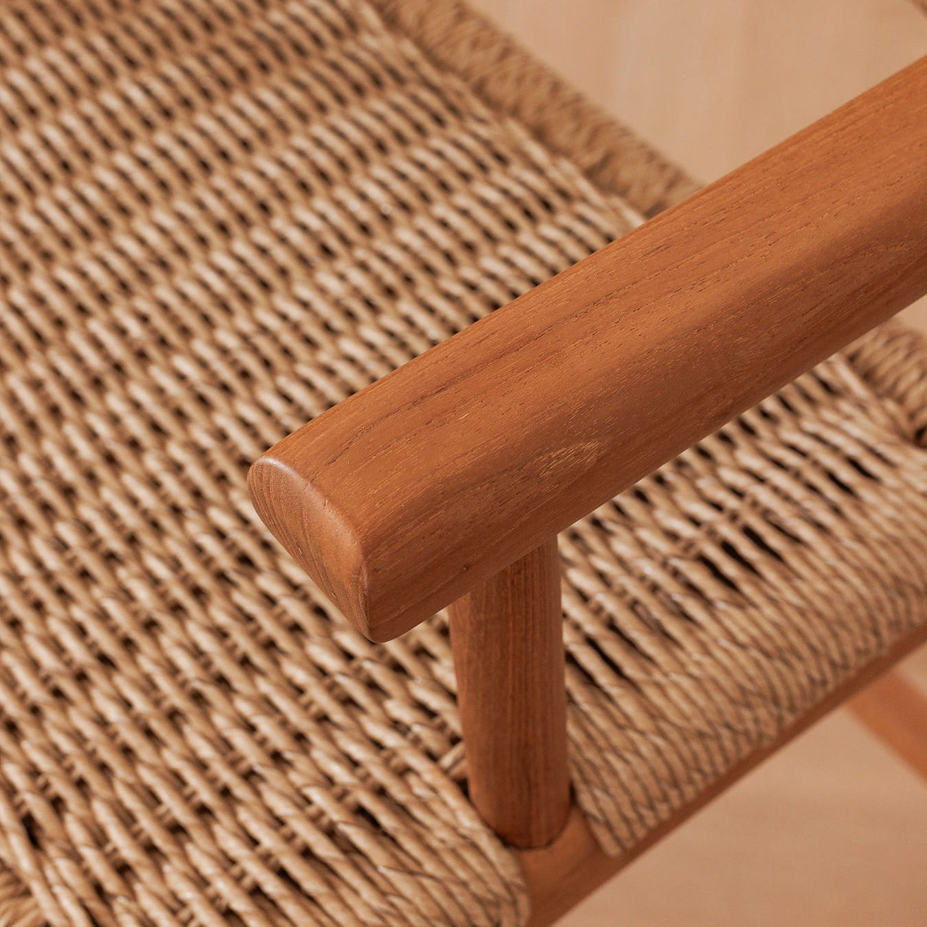 Zara Teak & Rattan Bar Stool (With Armrest)