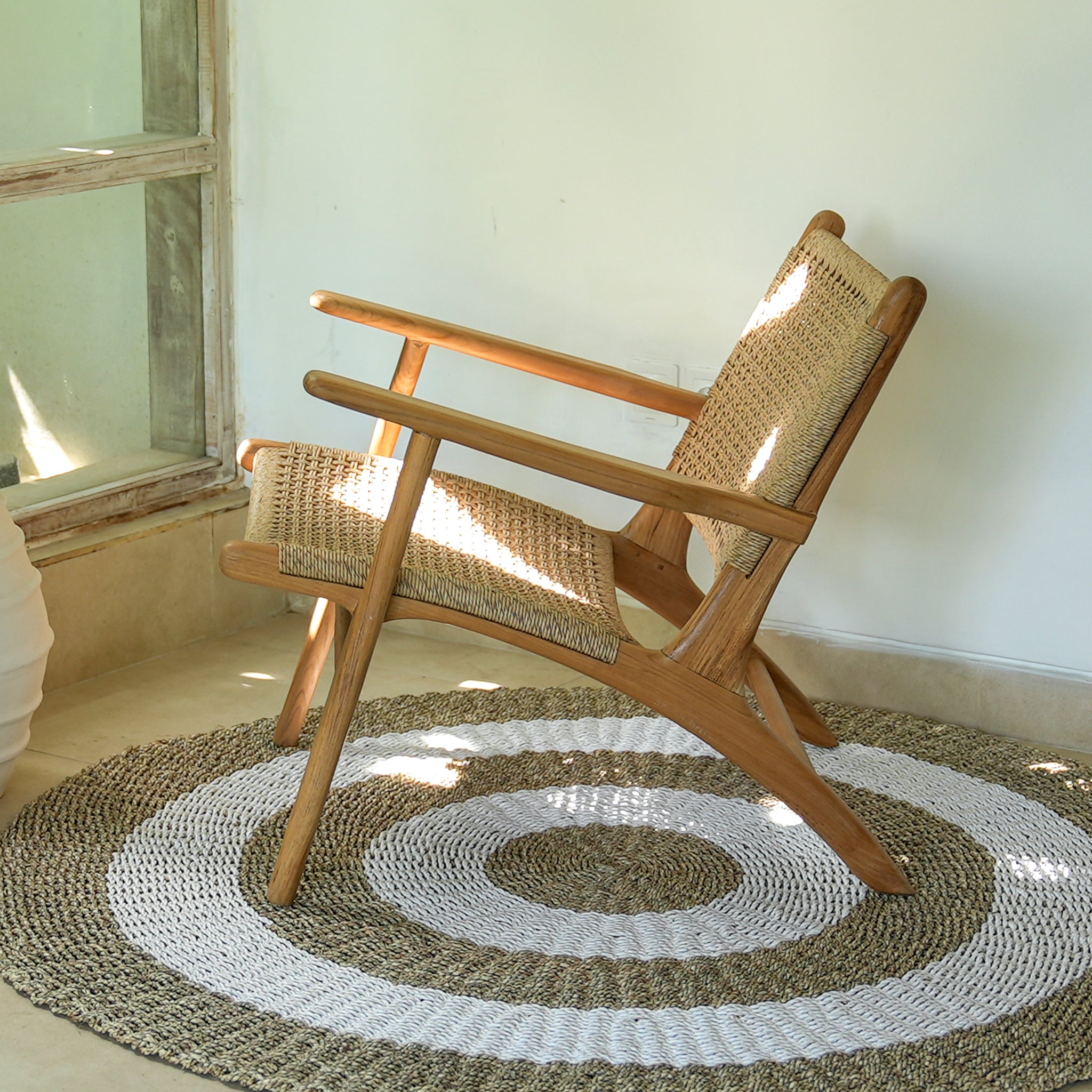 Zara Teak & Rattan Accent Armchair