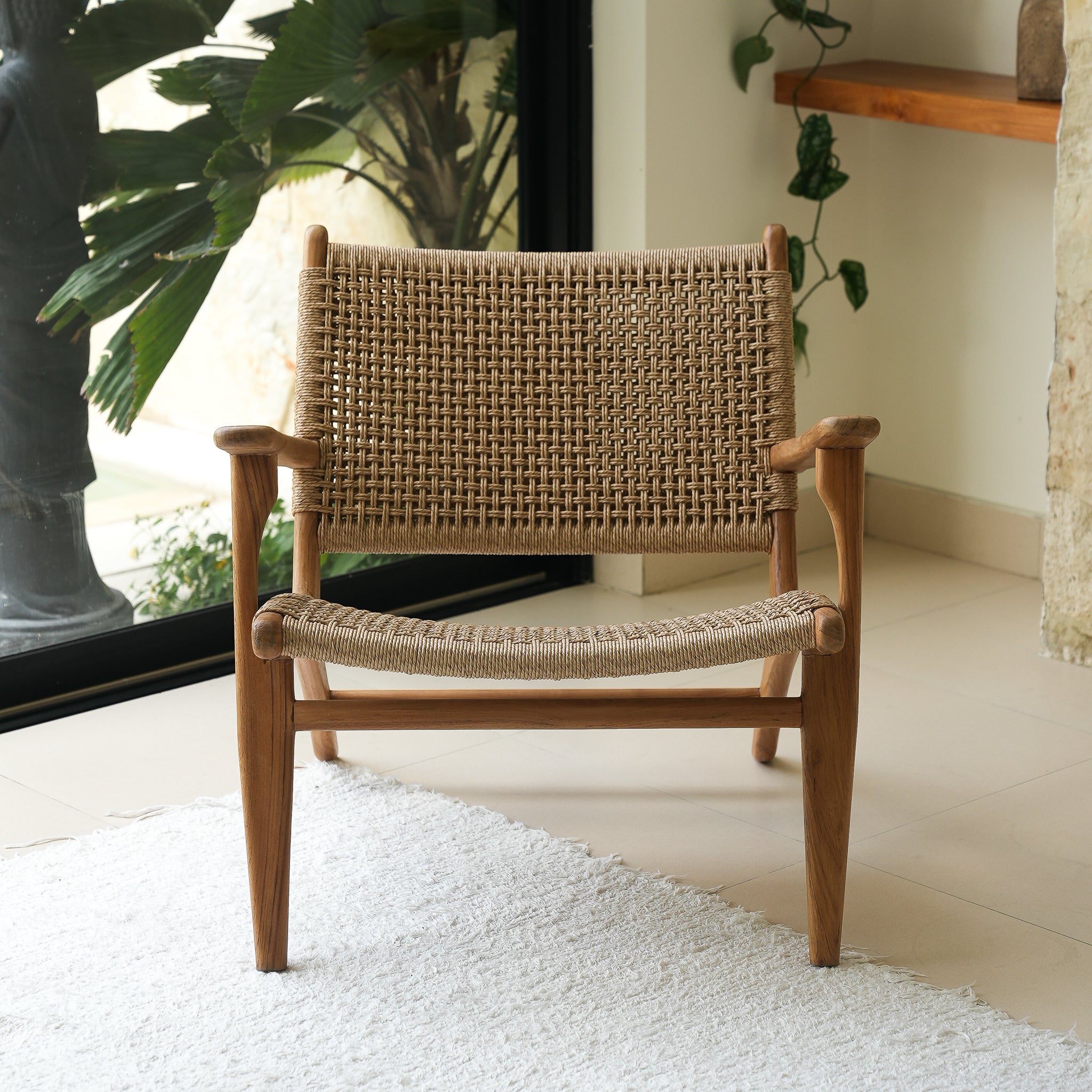 Zara Teak & Rattan Accent Armchair