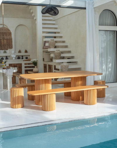 Mindi Fluted Wooden Dining Table