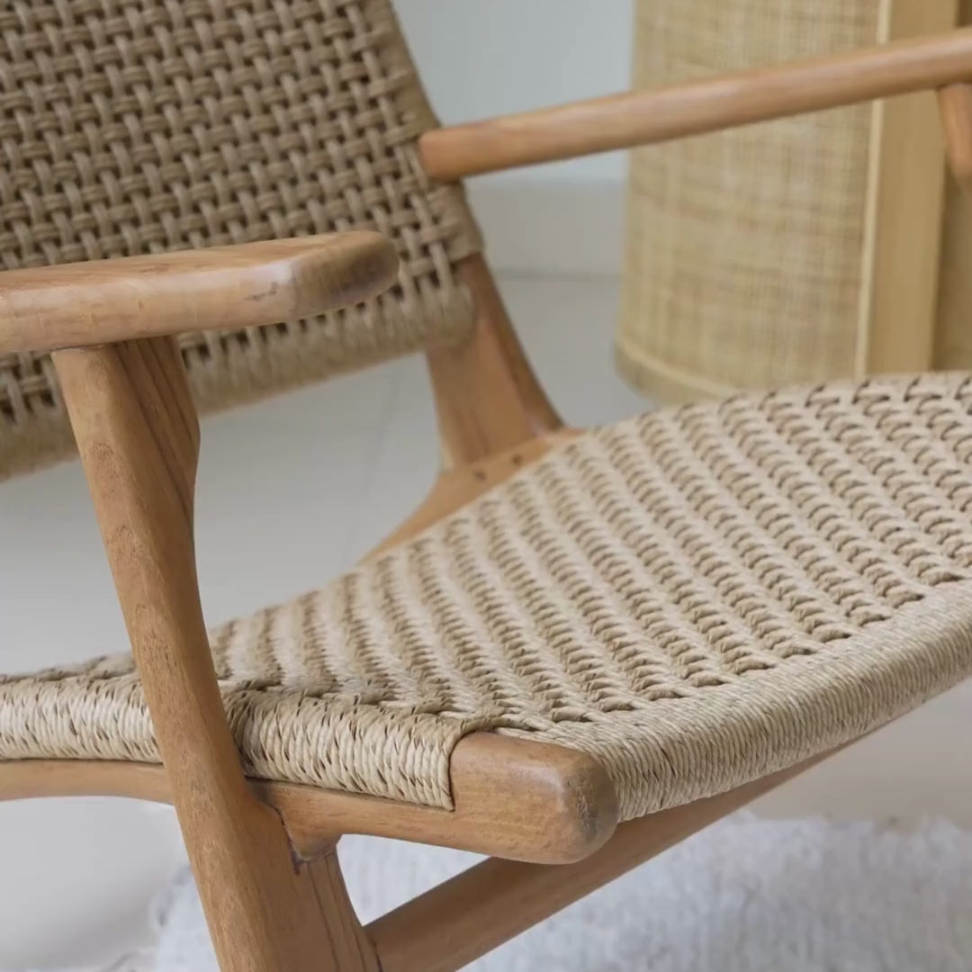 Load video: Zara Rattan Accent Chair With Armrest