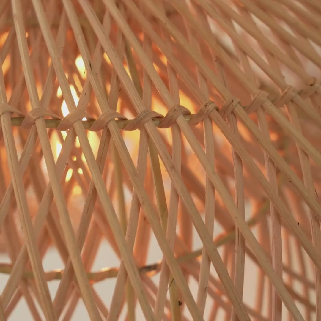 Load video: Surya Wilted Rattan Lamp Shade
