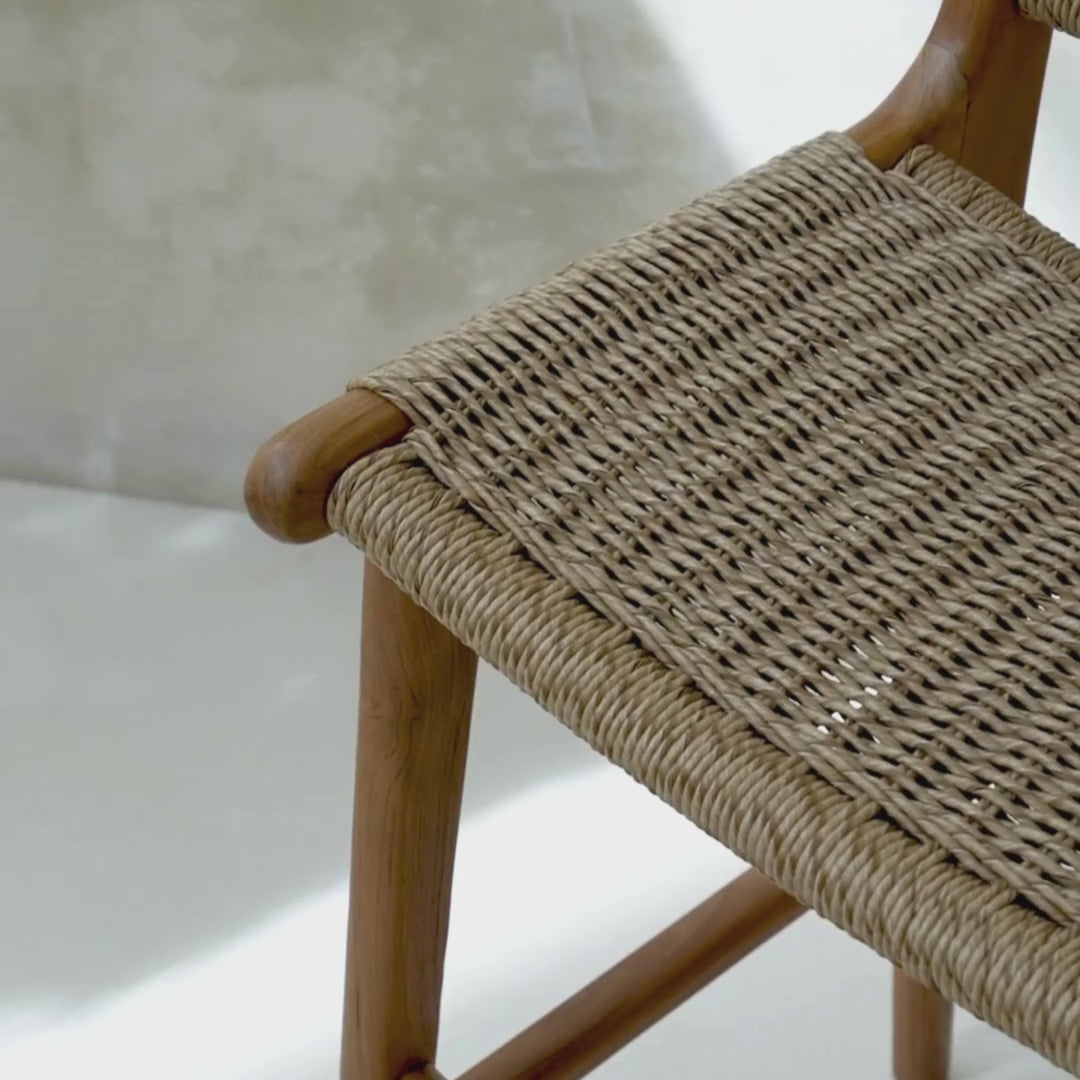 Load video: Zara Teak &amp; Rattan Bar Stool