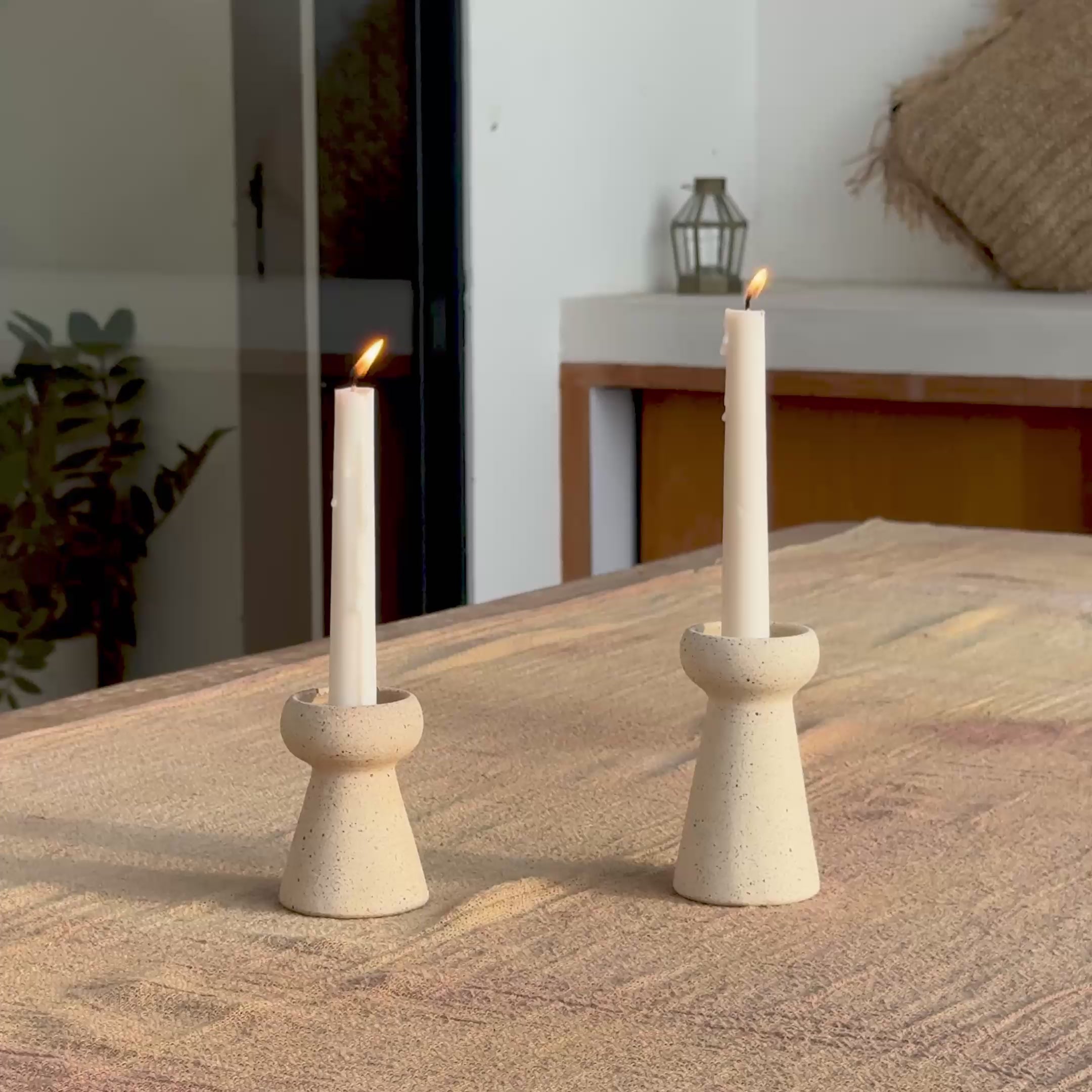 Load video: Tugu Ceramic Pillar Candle Holders