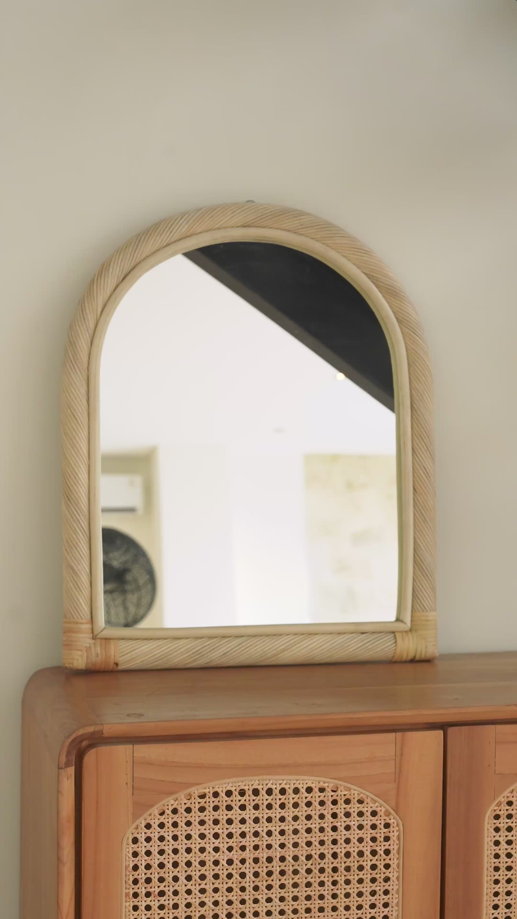 Load video: Citra Rattan Wall Mirror