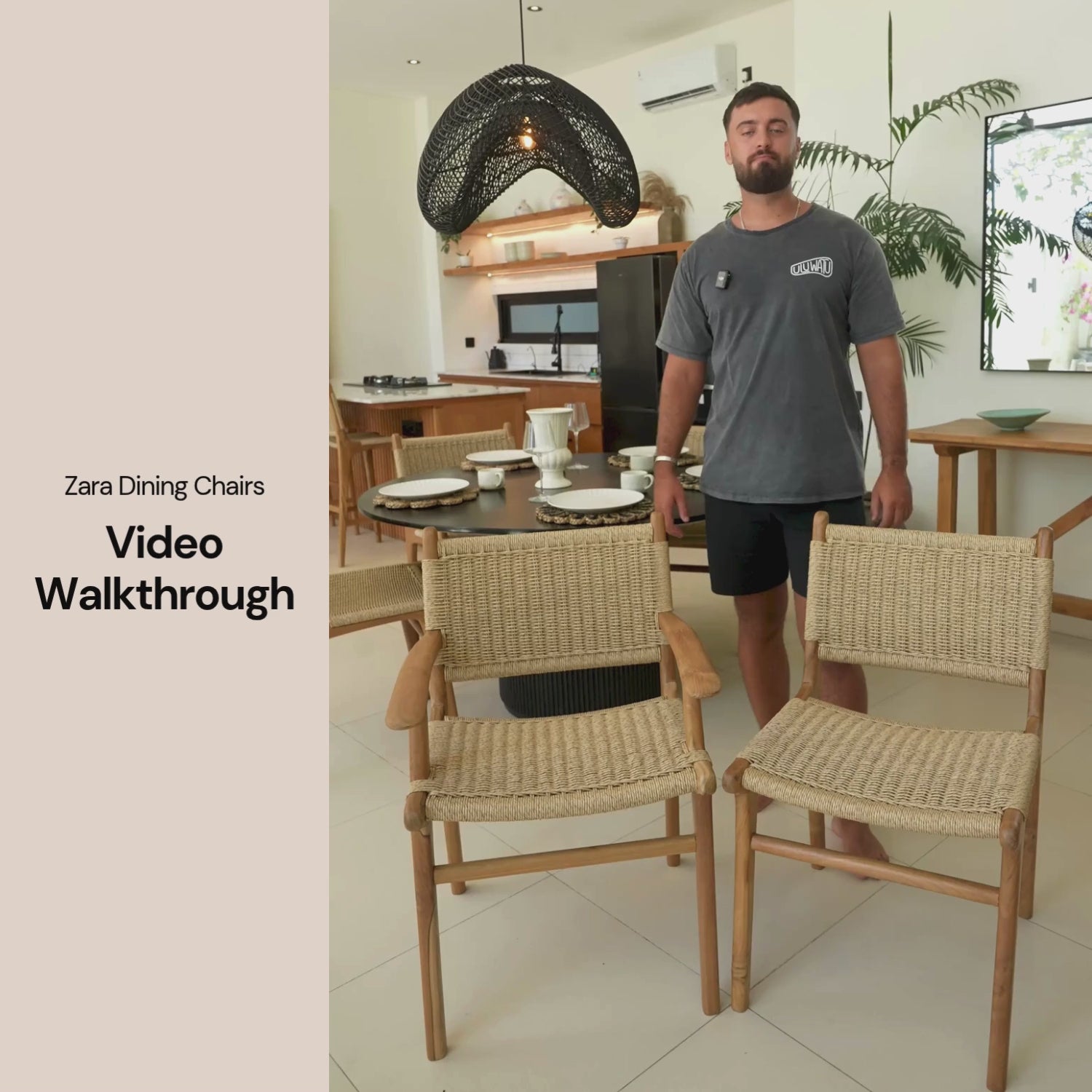 Load video: Zara Rattan Dining Chair