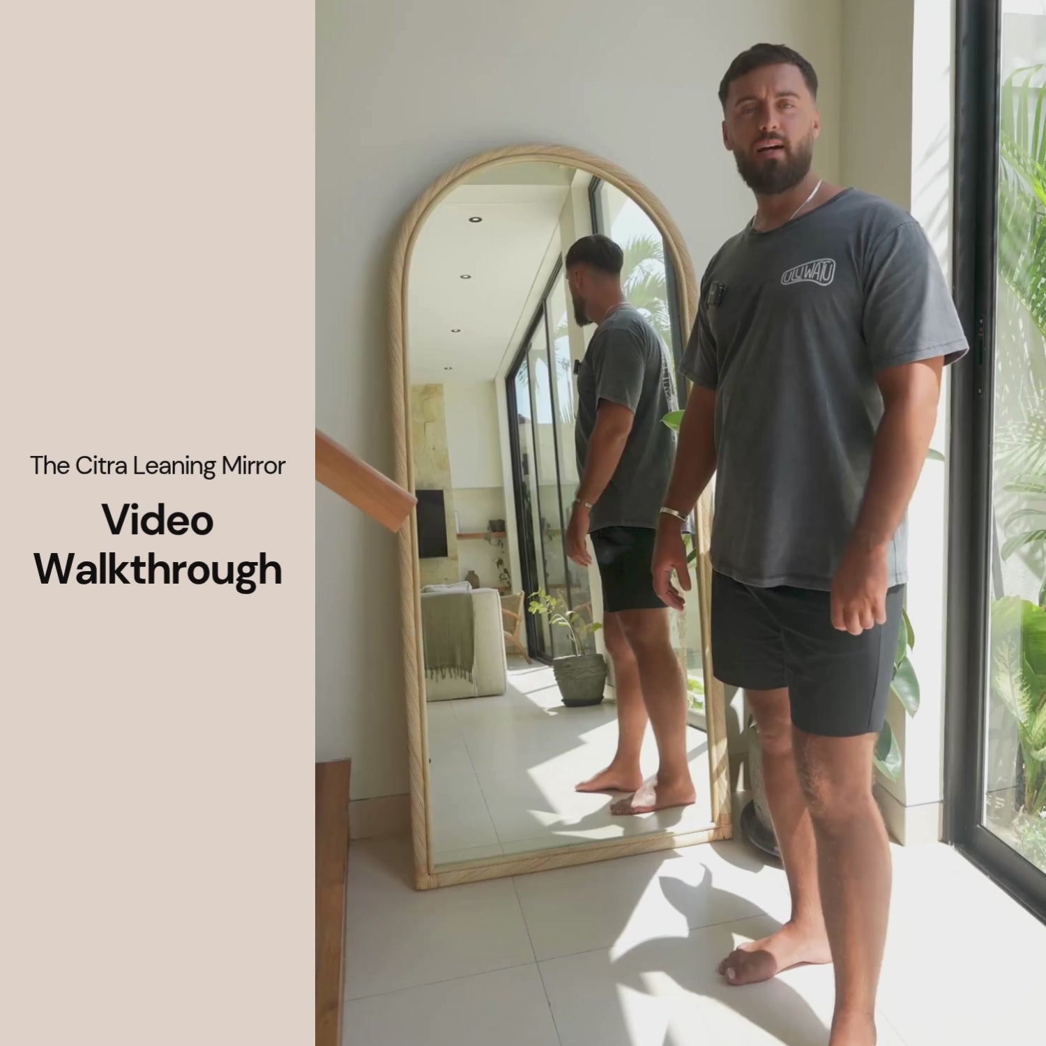 Load video: Citra Teak Leaning Mirror
