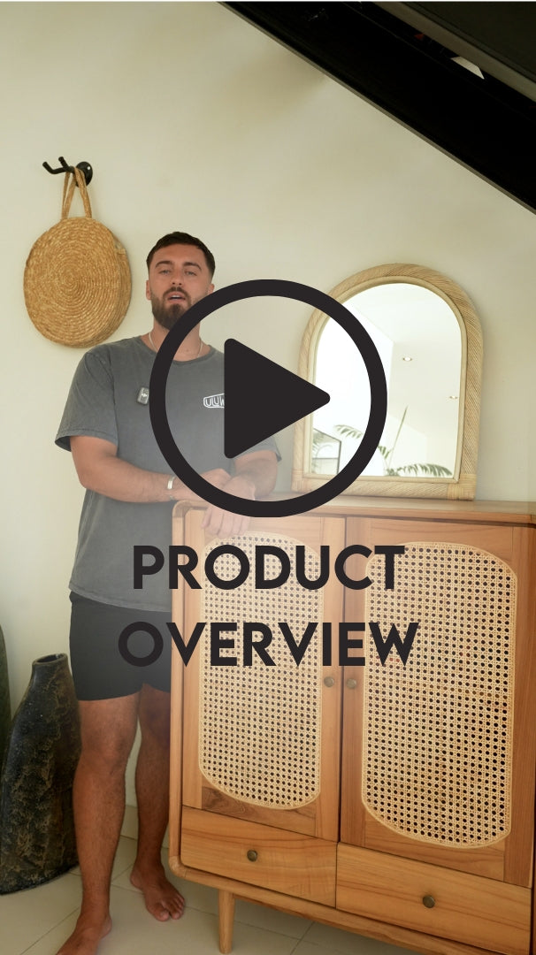 Load video: Citra Rattan Wall Mirror