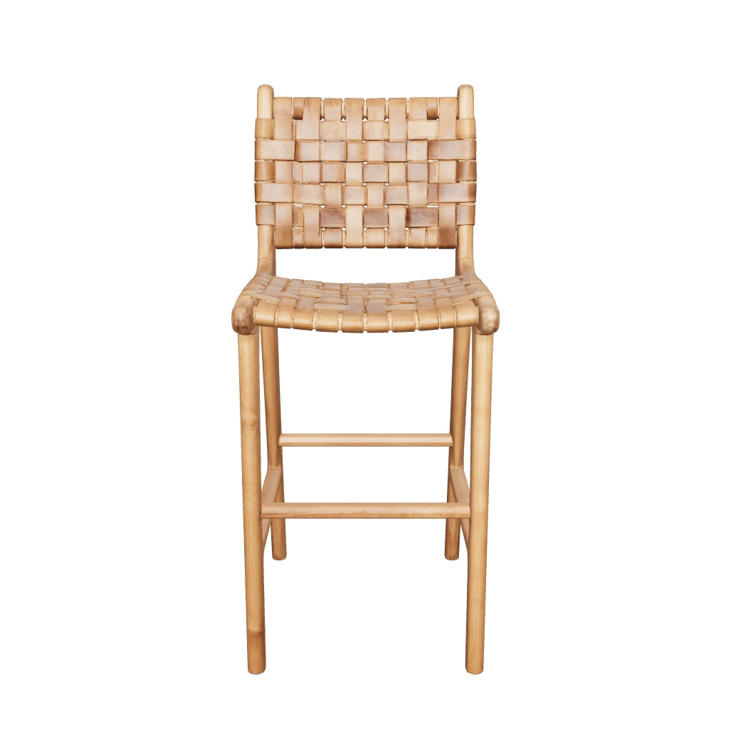 Senari Teak & Leather Bar Stool