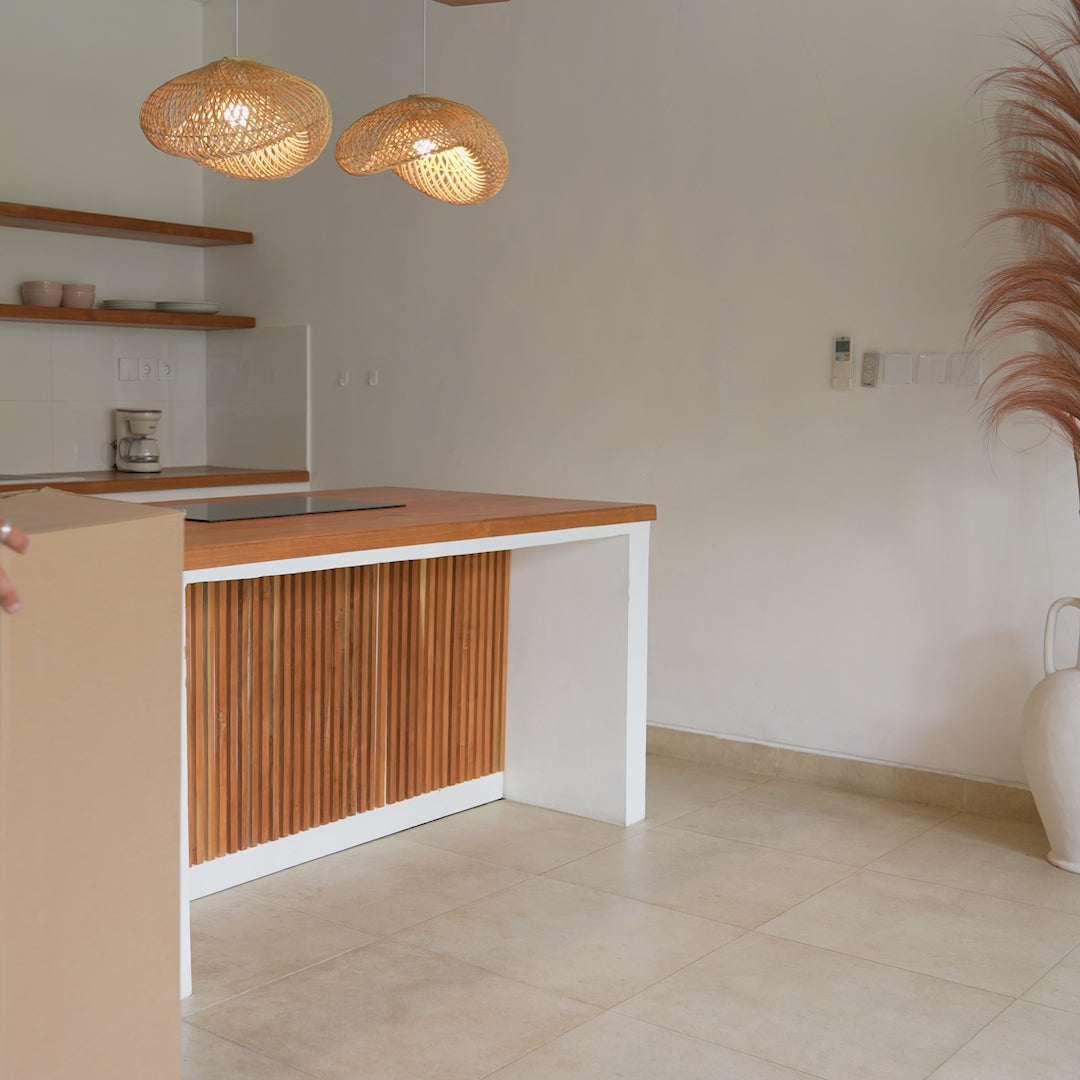 Load video: Zara Teak &amp; Rattan Bar Stool
