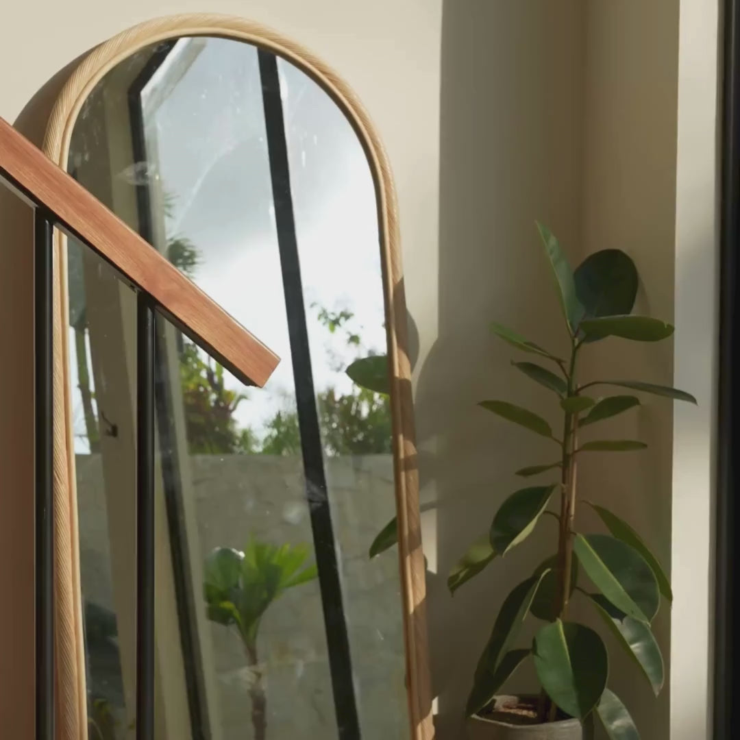 Load video: Citra Rattan Full Length Mirror