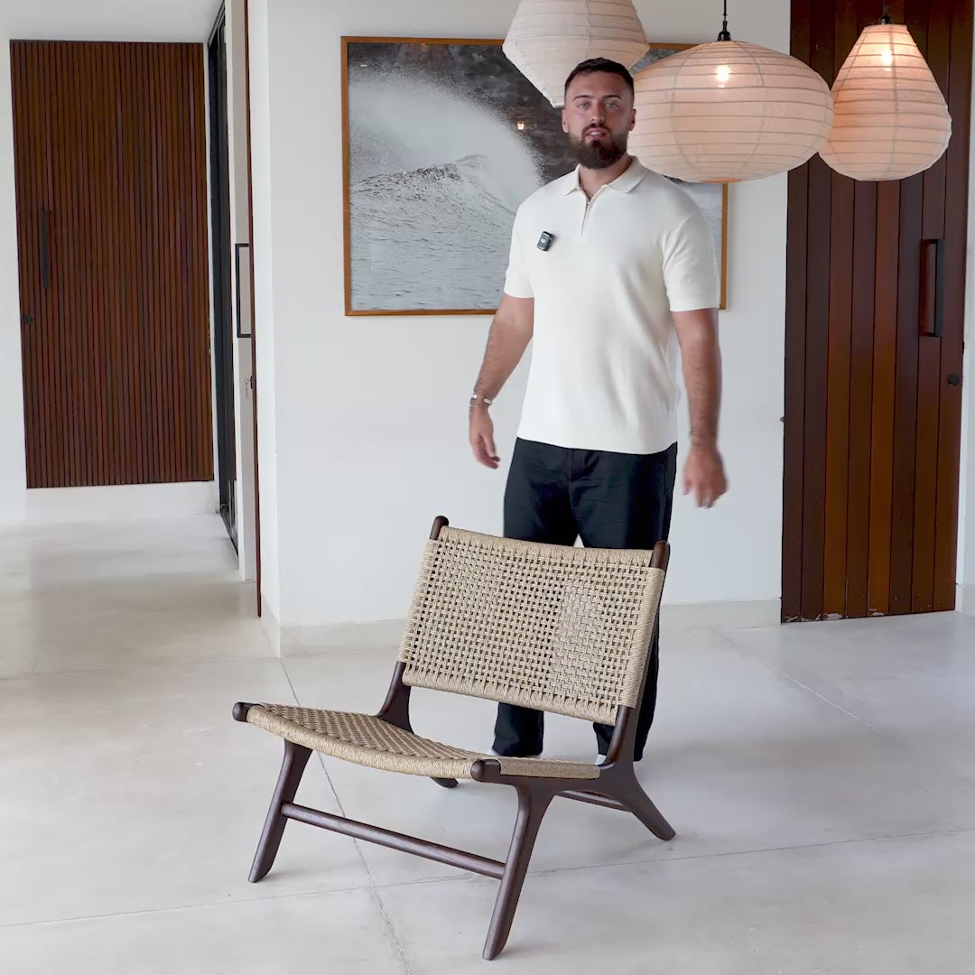Load video: Zara Chocolate Rattan Accent Chair