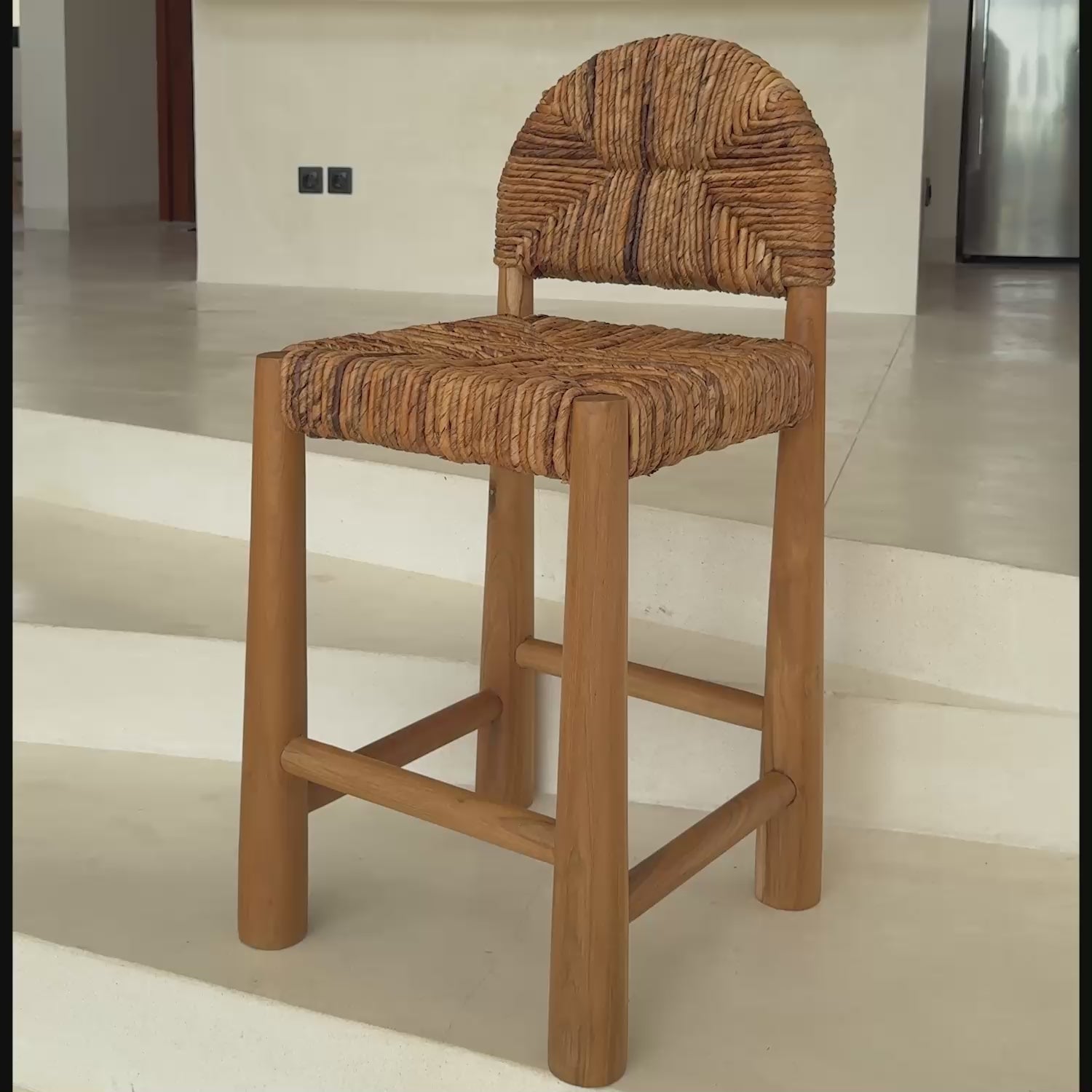 Load video: Loka Banana Leaf Bar Stool