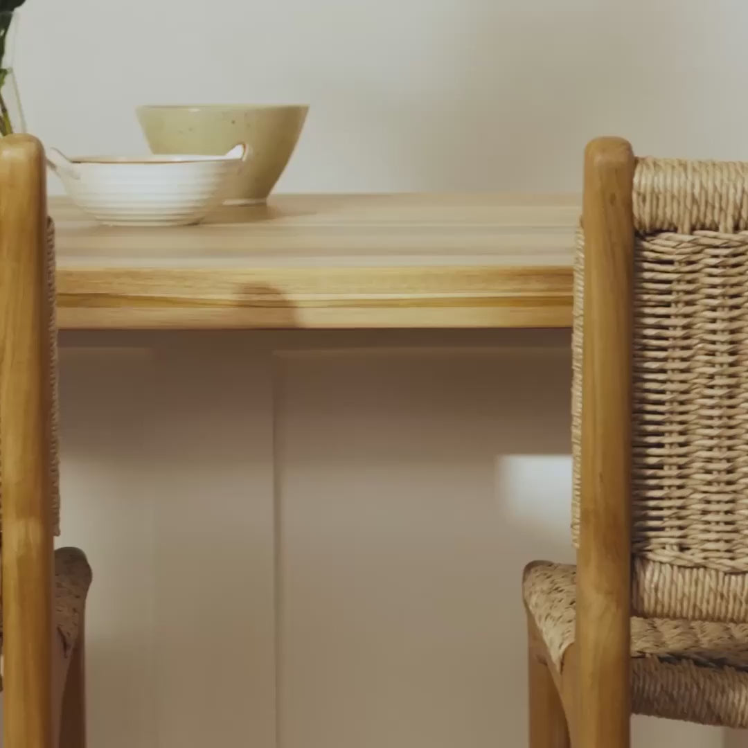 Load video: Zara Teak &amp; Rattan Bar Stool (65cm Seat Height)