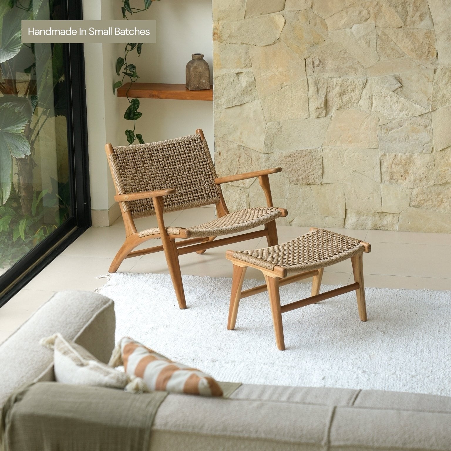 Zara Rattan Accent Chair With Armrest