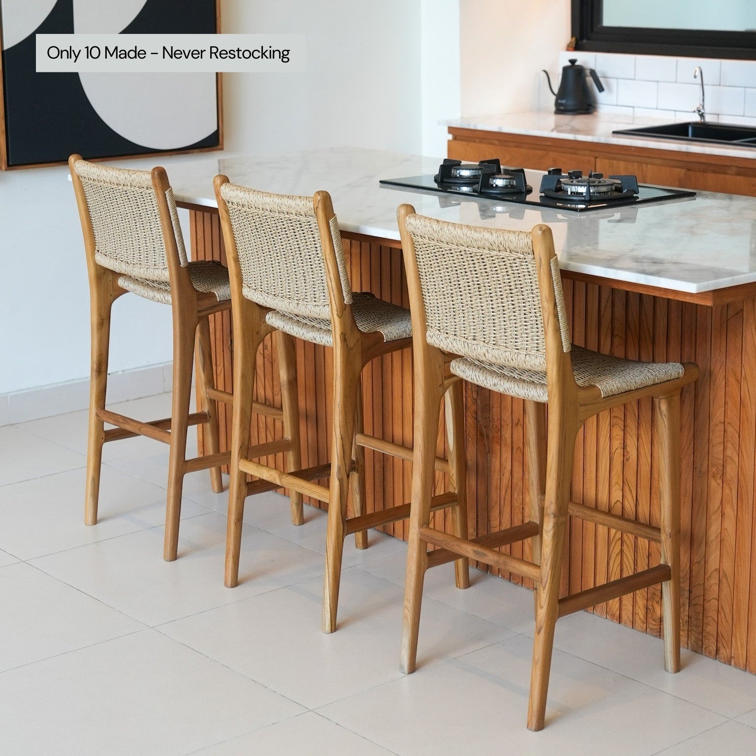 Zara Teak & Rattan Bar Stool
