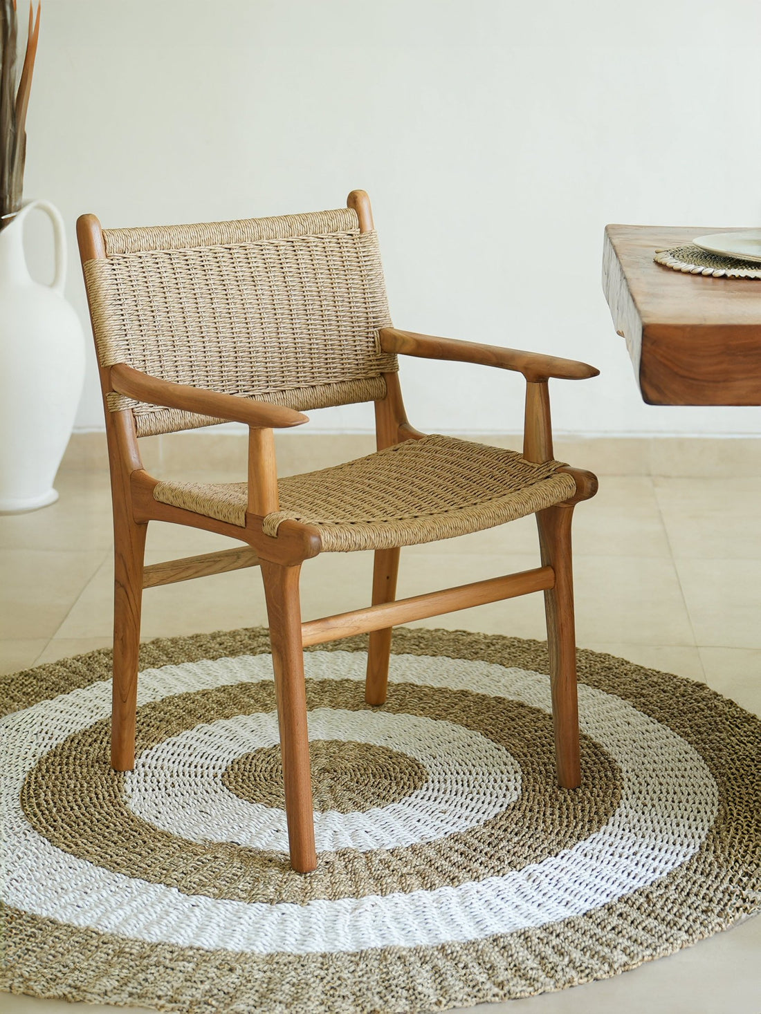 Zara Rattan Dining Chair with Armrest - The Bali Concept